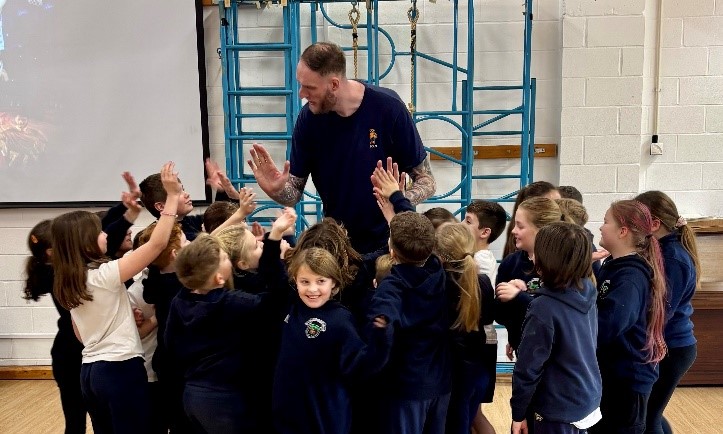 Burbage Primary: Developing school values, including welcoming 7 foot 7 tall professional basketball player as part of ‘Inspiration’